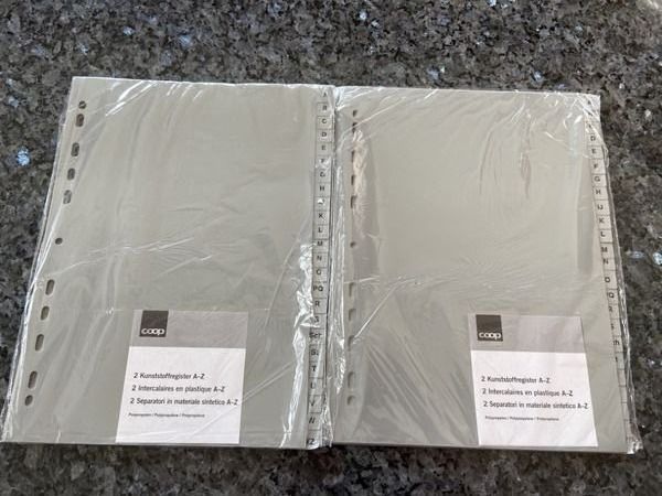 Raccoglitori: 2x2 neue Kunststoffregister A-Z – Usato da Beatenberg venduto da buy2you 2