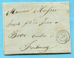Faltbrief von Avenches nach Fribourg 1849