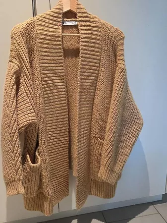 Zara Grobstrick Cardigan Beige  Gr. S