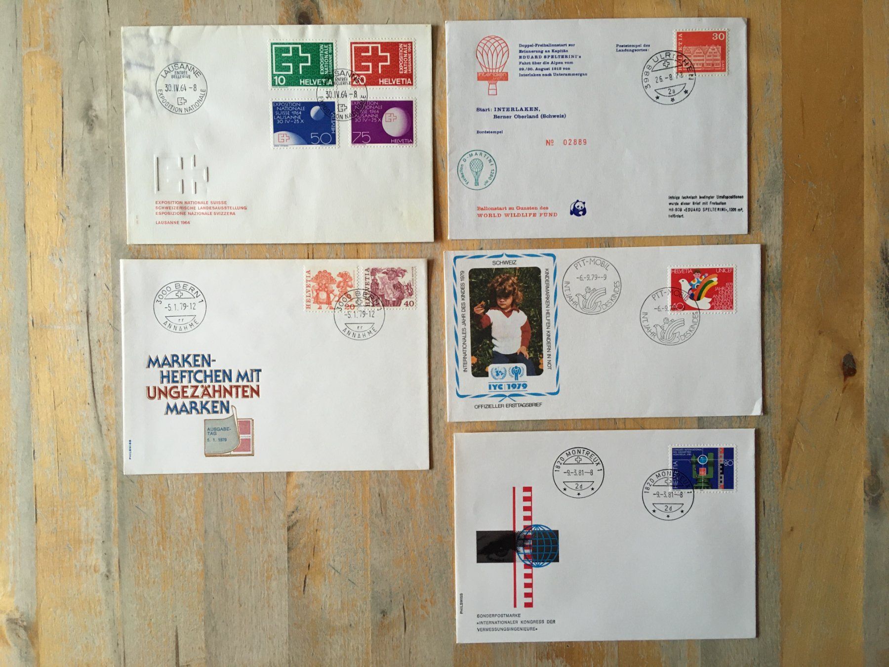 Tutti i francobolli: 5 Sonderbelege Schweiz 1964-81 – Usato da Nesslau venduto da andi_hon