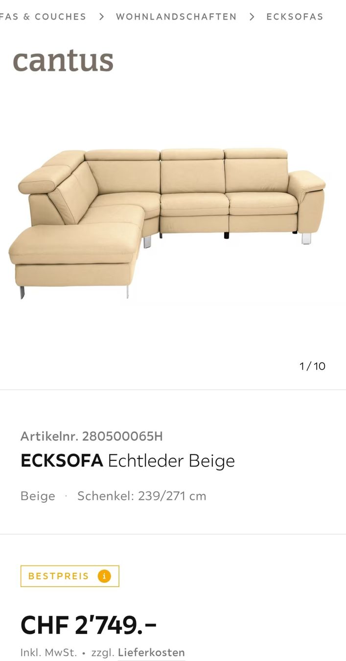 Divani: Ecksofa Echtleder XXLUTZ – Usato da Amriswil venduto da gu80kaya 4