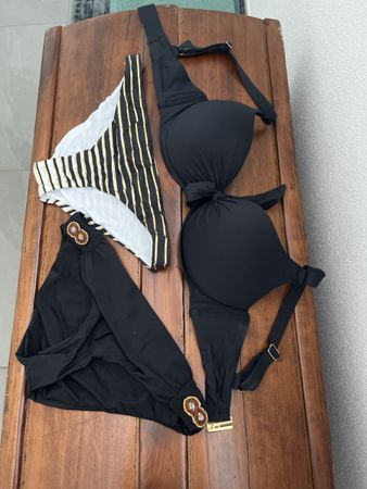 Costume da bagno donna nero con dettagli dorati taglia M