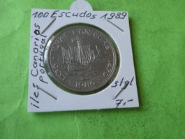 Kanarische Inseln 1989, 100 Escudos stgl.