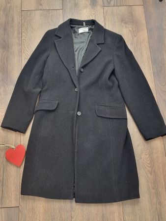 Damen Mantel Schurwolle Heine schwarz Gr 34 guter Zustand