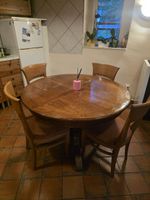 Table ronde en bois massif avec 4 chaises, style rustique pa