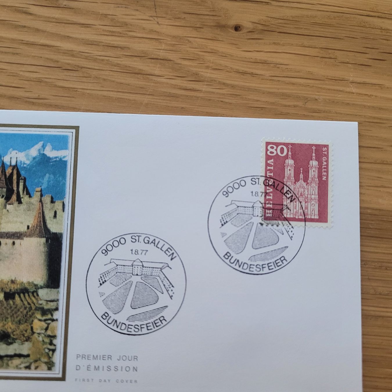 Tutti i francobolli: FDC mit Seidenbild 1977 St.Gallen – Usato da Biel/Bienne venduto da Destockweb 1