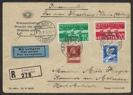 Flugpost Schweiz 1932 Genf Strassburg Wien Luftpost