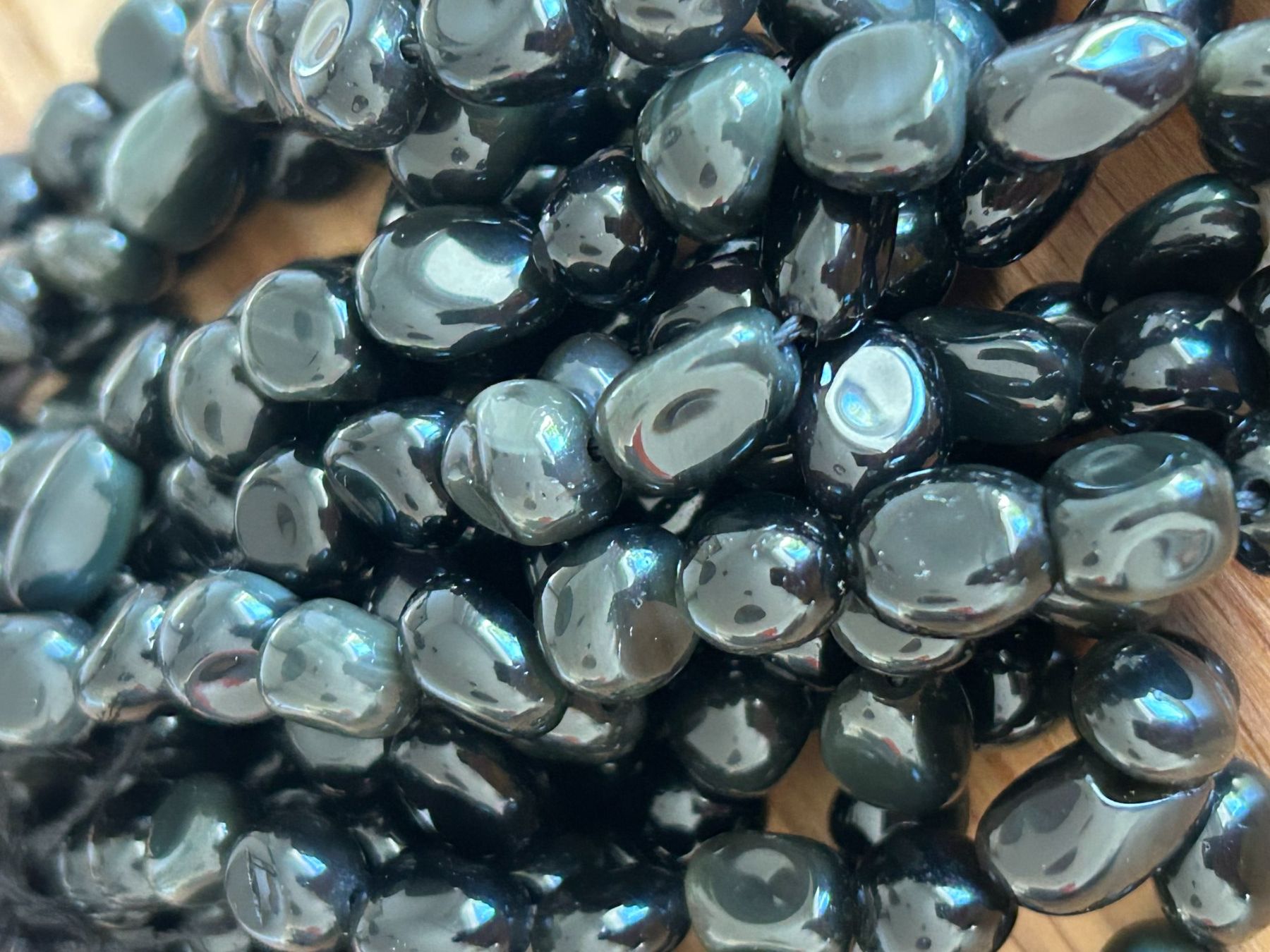 Pietre preziose: Strang echte silver Obsidian Nuggets 8-10 mm – Nuovo e nell'imballaggio originale da Niederrohrdorf venduto da Ytobi