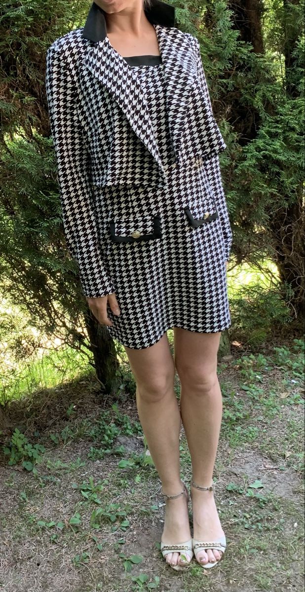 Lotti di vestiti: Completo estivo pied-de-poule, abito e giacca corta chic – Nuovo e nell'imballaggio originale da Gordevio venduto da LanaZimm