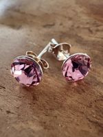 Neue Ohrstecker mit rosa Zirkonia, 925 Silber