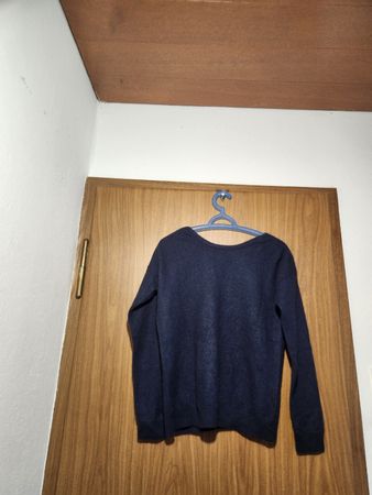 Pull cachemire Comptoir des Cotonniers bleu détail soie S/M