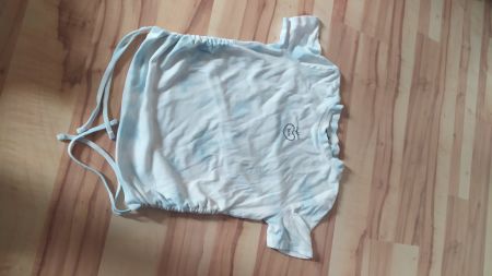 Damen T-Shirt Grösse L mit Schnürung Blau-Weiss