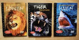 3 Tier-Dokumentationen (DVDs) - Tiger, Löwe, Hai
