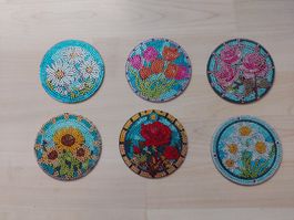 6 Handgemachte Diamant Painting untersetzer 10cm
