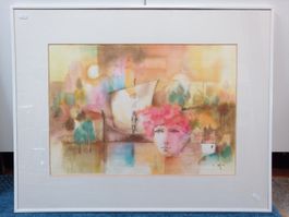 Aquarell "Septemberfahrt" Wilfried Hochuli Zofingen gerahmt