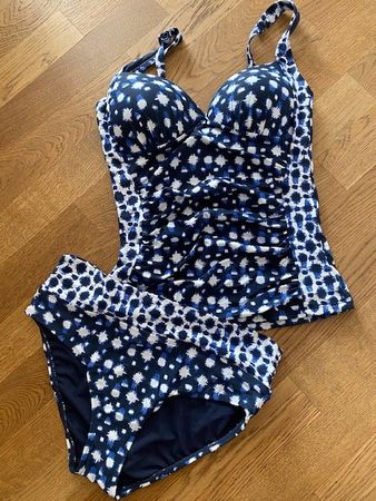 Beldona Tankini-Set, Grösse L, blau-weiss gemustert