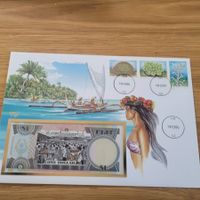 Banknoten Brief - Lettre avec billet de banque Fiji