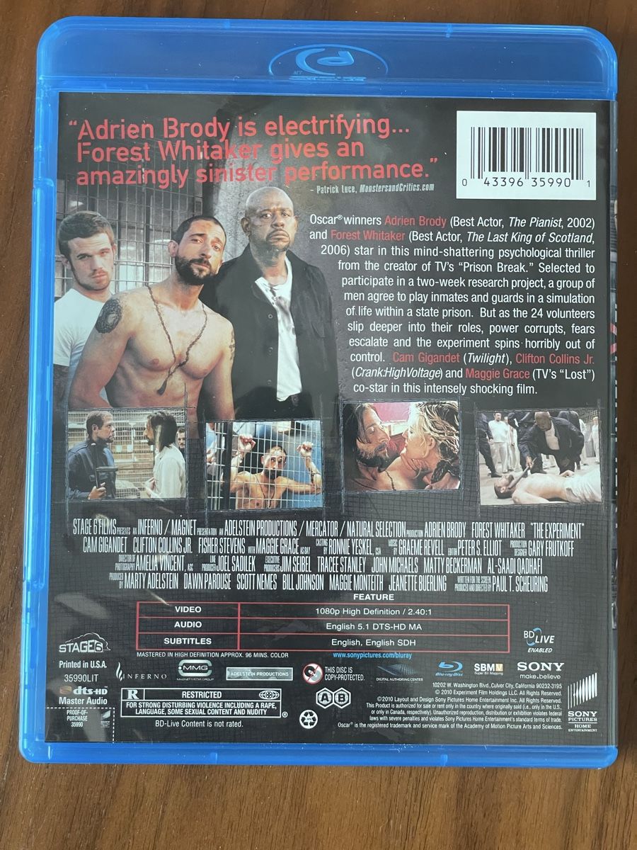 Tutti i DVDs: The Experiment Blu-ray – Nuovo (secondo la descrizione) da Basel venduto da Eva_Cuomo 1