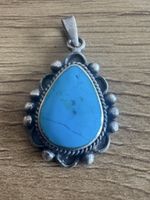 Pendentif Ancien Mexique en Argent 925 Turquoise Anne 50 70