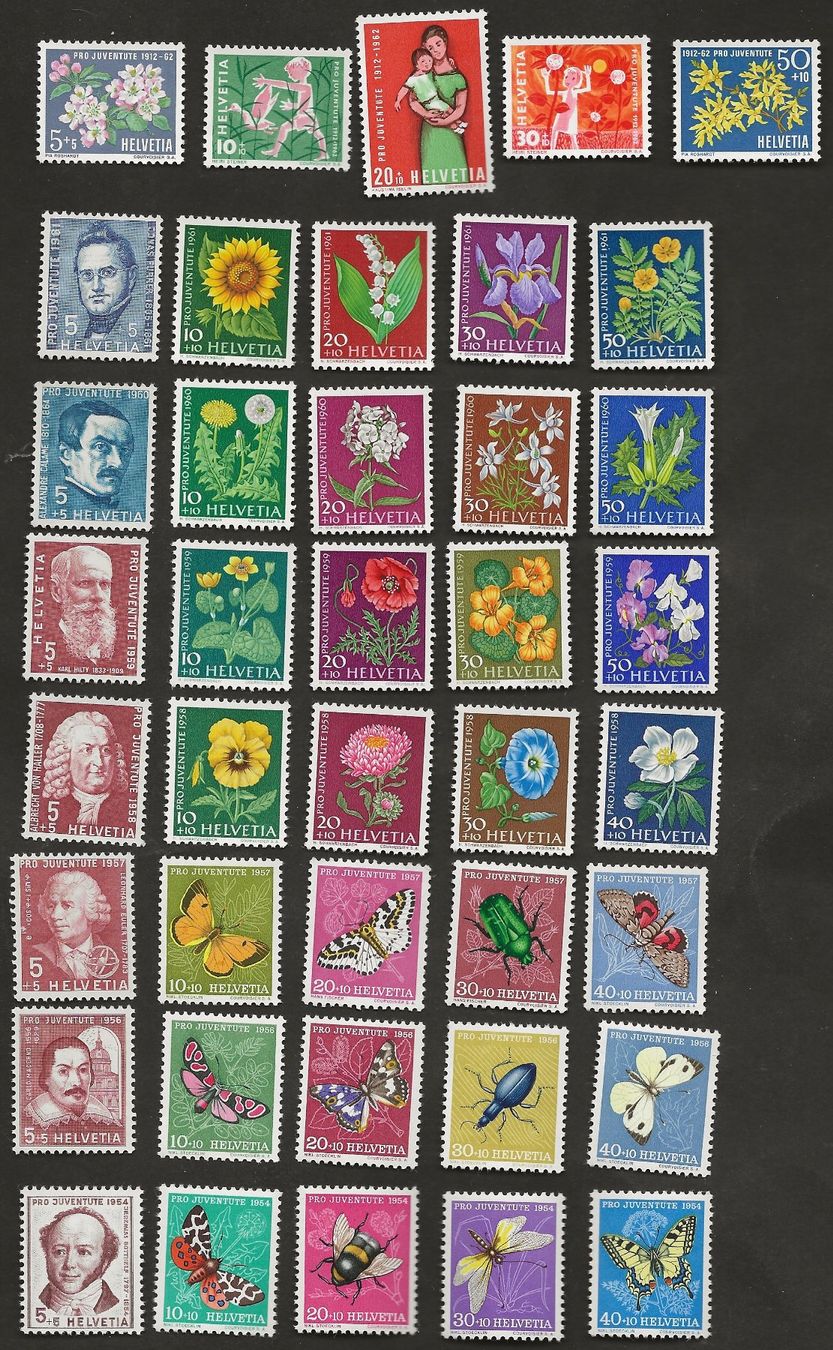 Tutti i francobolli: Schweiz 8 Serien Pro Juventute postfrisch 58.- – Usato da Au ZH venduto da xelagreb01