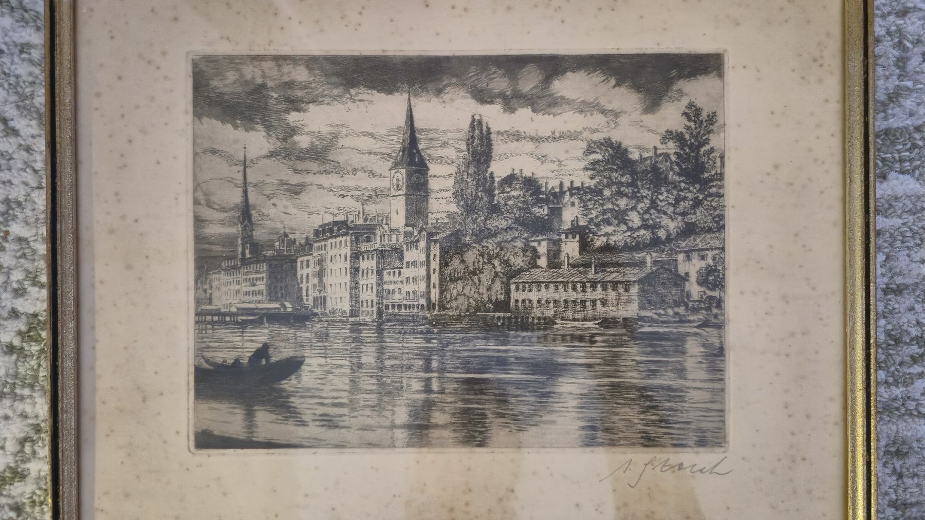 Foto & Immagini: Radierung Zürich, Limmat, Schiff – Usato da Watt venduto da sarahZH1995 1