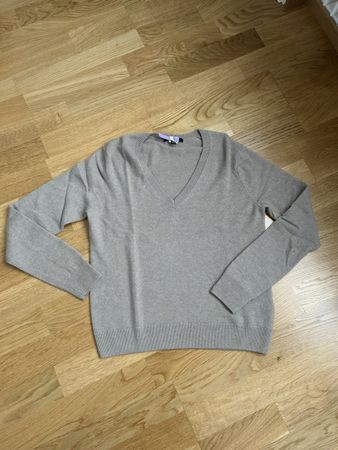 Maglia scollo a V beige in cashmere, Uniqlo,  taglia M