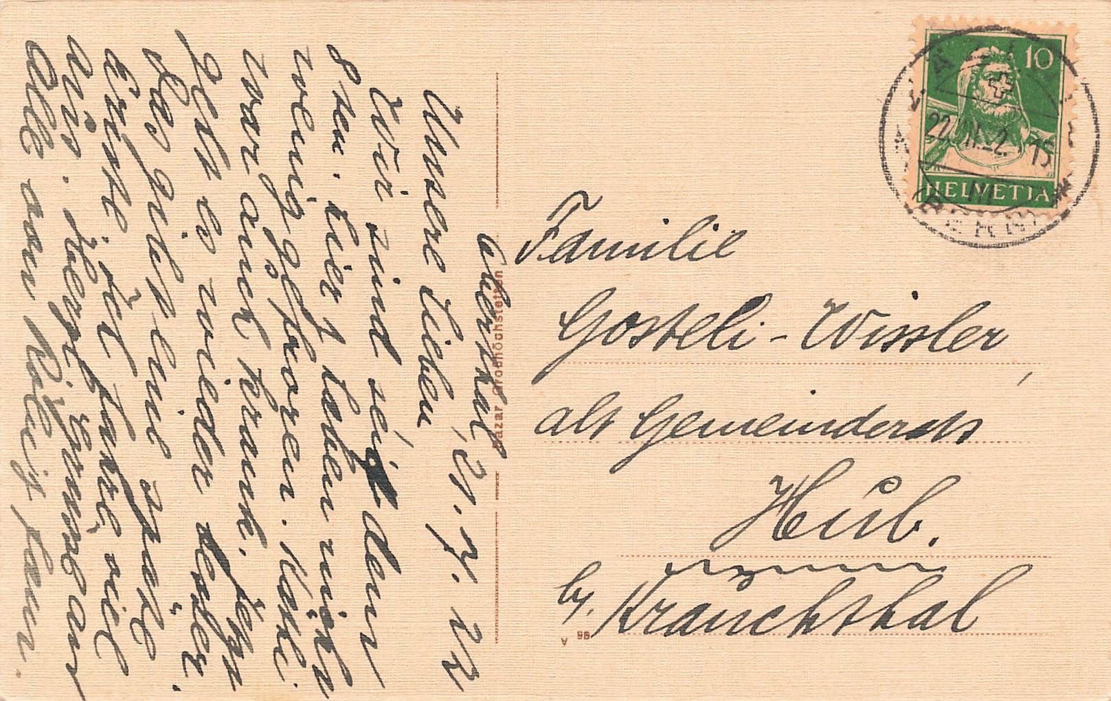 Cartoline postali: Pfarrhaus grobhöchstetten Grosshöchstetten – Usato da Biasca venduto da Blenio71 1