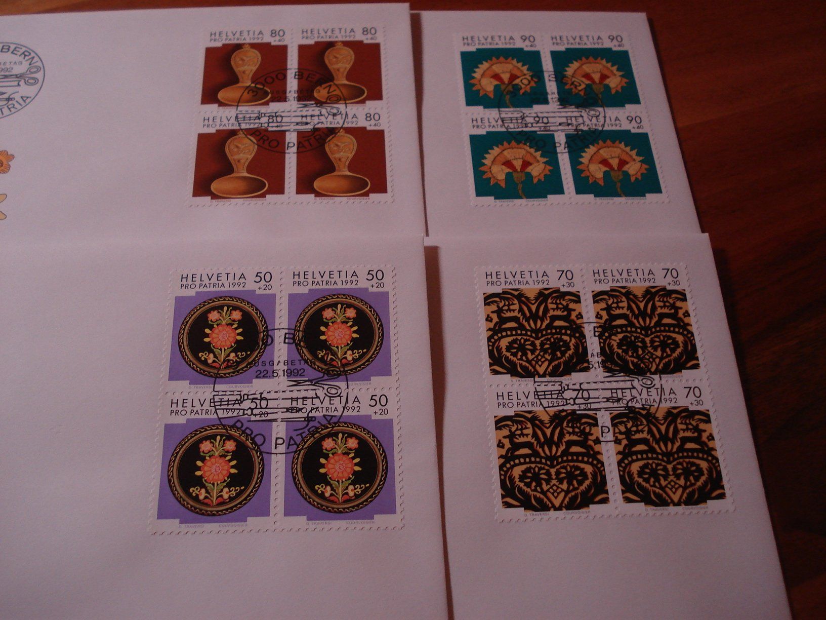 Tutti i francobolli: Pro Patria 1992, FDC Satz + 4erblocks, , 5 Belege – Usato da Niederwil AG venduto da morostahu