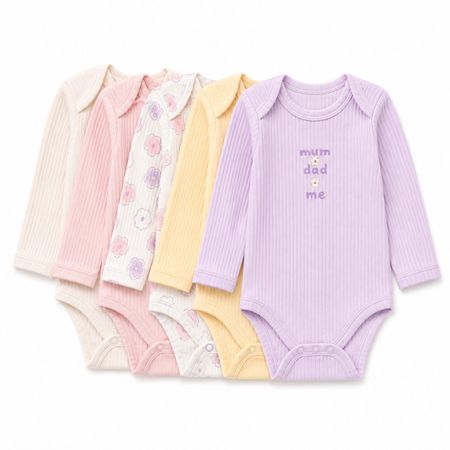 NEUWERTIG-100% Baumwolle- 0-3M-5er Set-Baby Langarm-Body