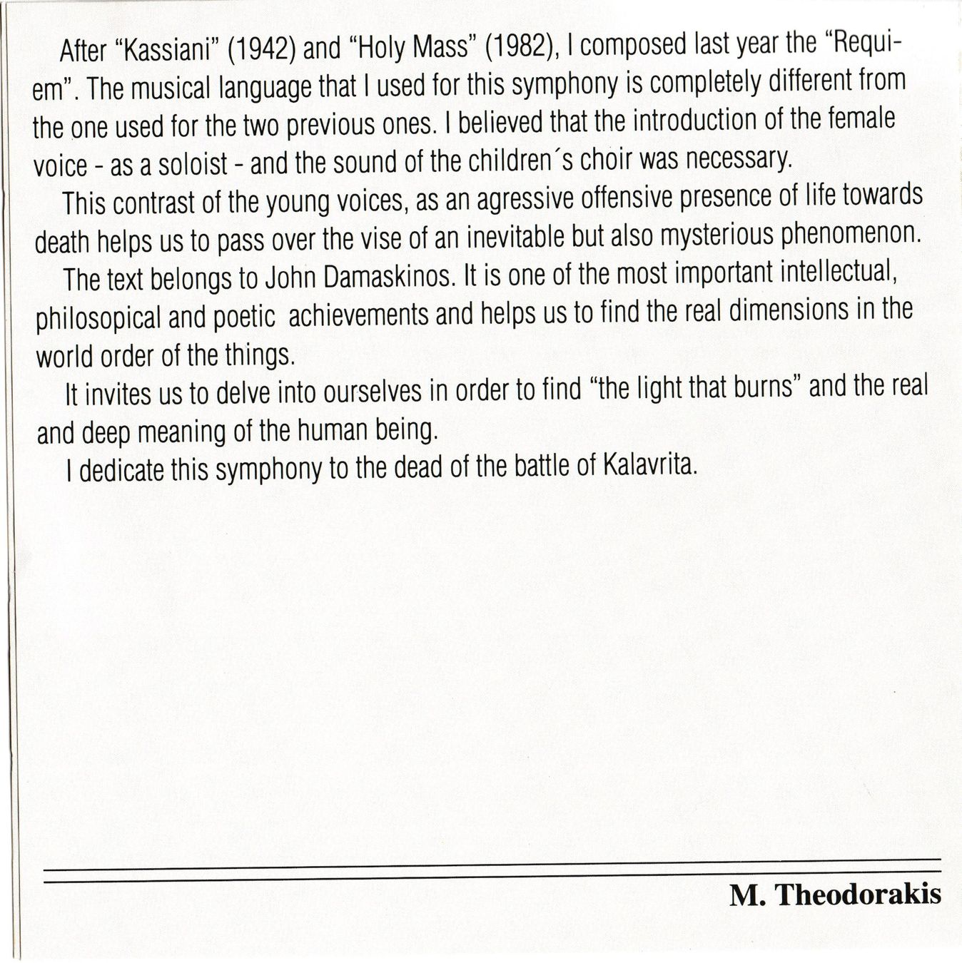 CD: Mikis Theodorakis: Requiem – Usato da Brugg AG venduto da Eichstel 1