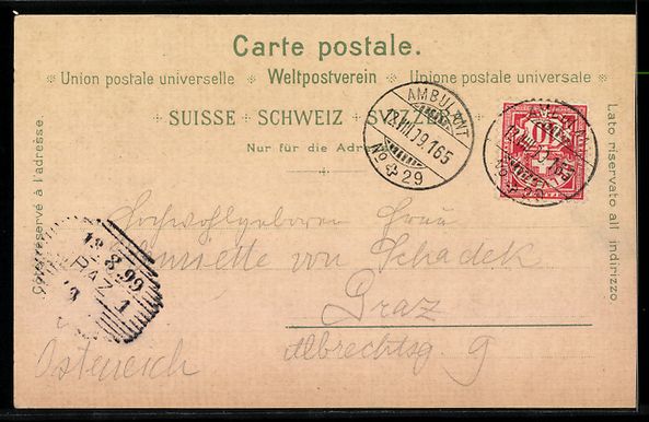Cartoline postali: Litho Flüelen, Ortsansicht, Telldenkmal – Usato da Berlin venduto da bartko-reher 1