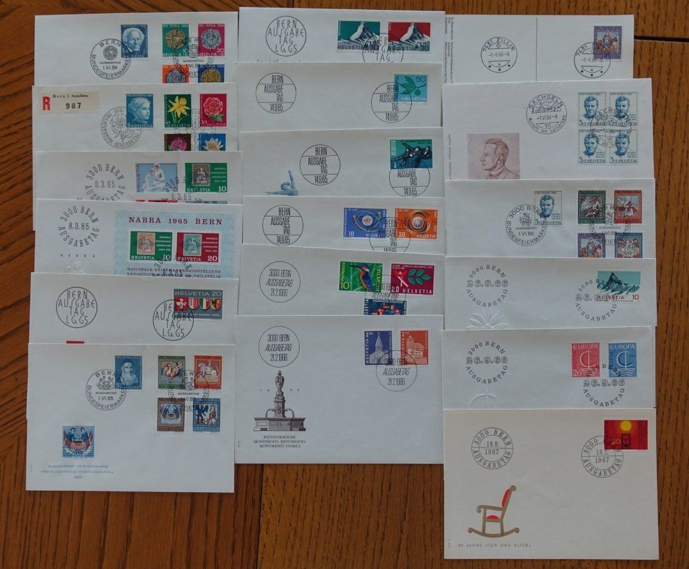 Tutti i francobolli: 17 Erstagsbriefe von 1964-1967 – Usato da Wil SG venduto da WEIBELAM