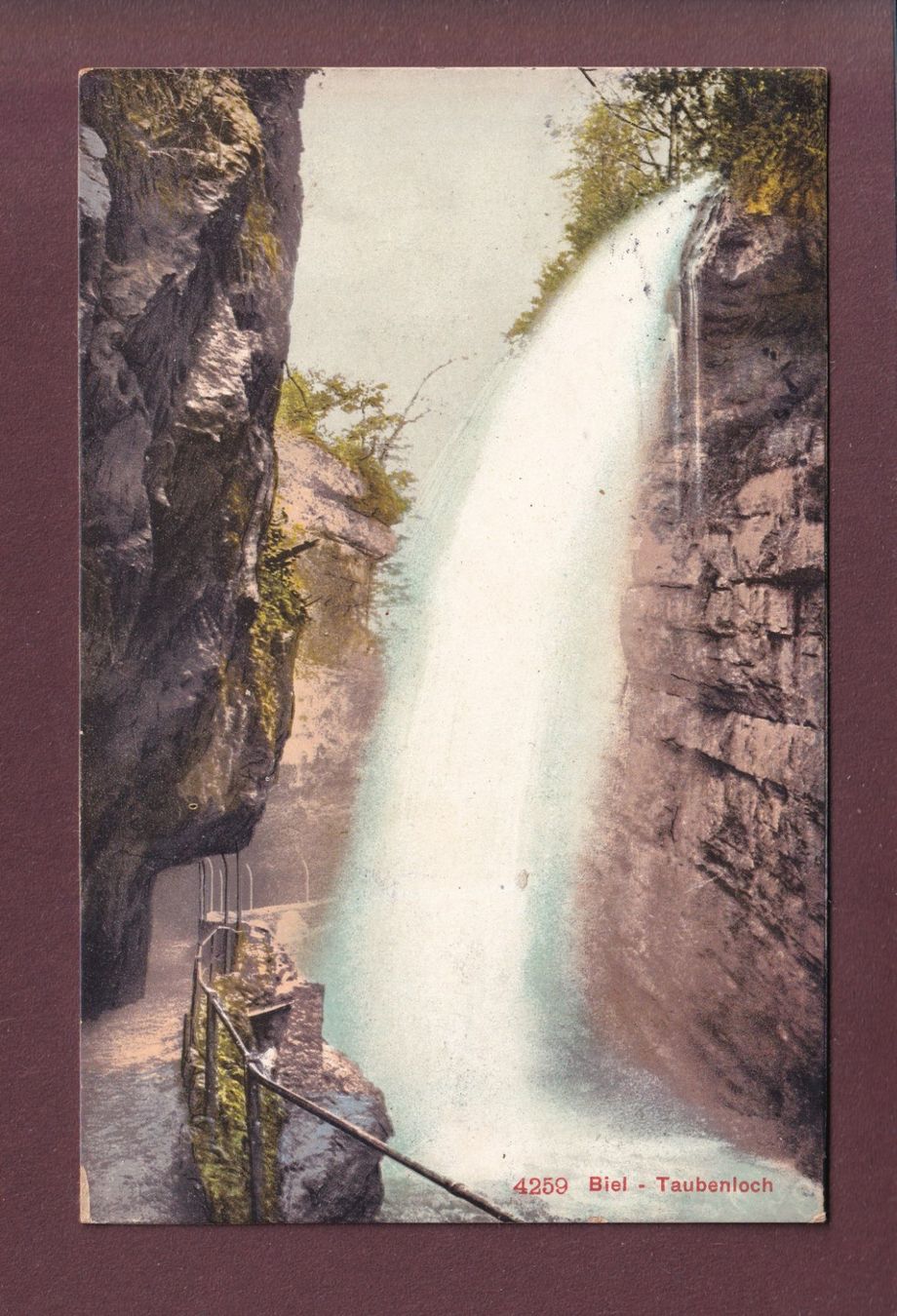 Cartoline postali: BIEL - Taubenloch - 1909 – Usato da Pully venduto da nicecards