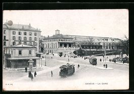 Geneve, La Gare, Strassenbahnen auf dem 