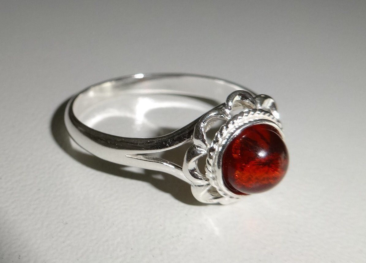 Anelli: RING (green,cognac) Bernstein 925 Silber – Nuovo e nell'imballaggio originale da Visp venduto da steinschmuckwelt 1