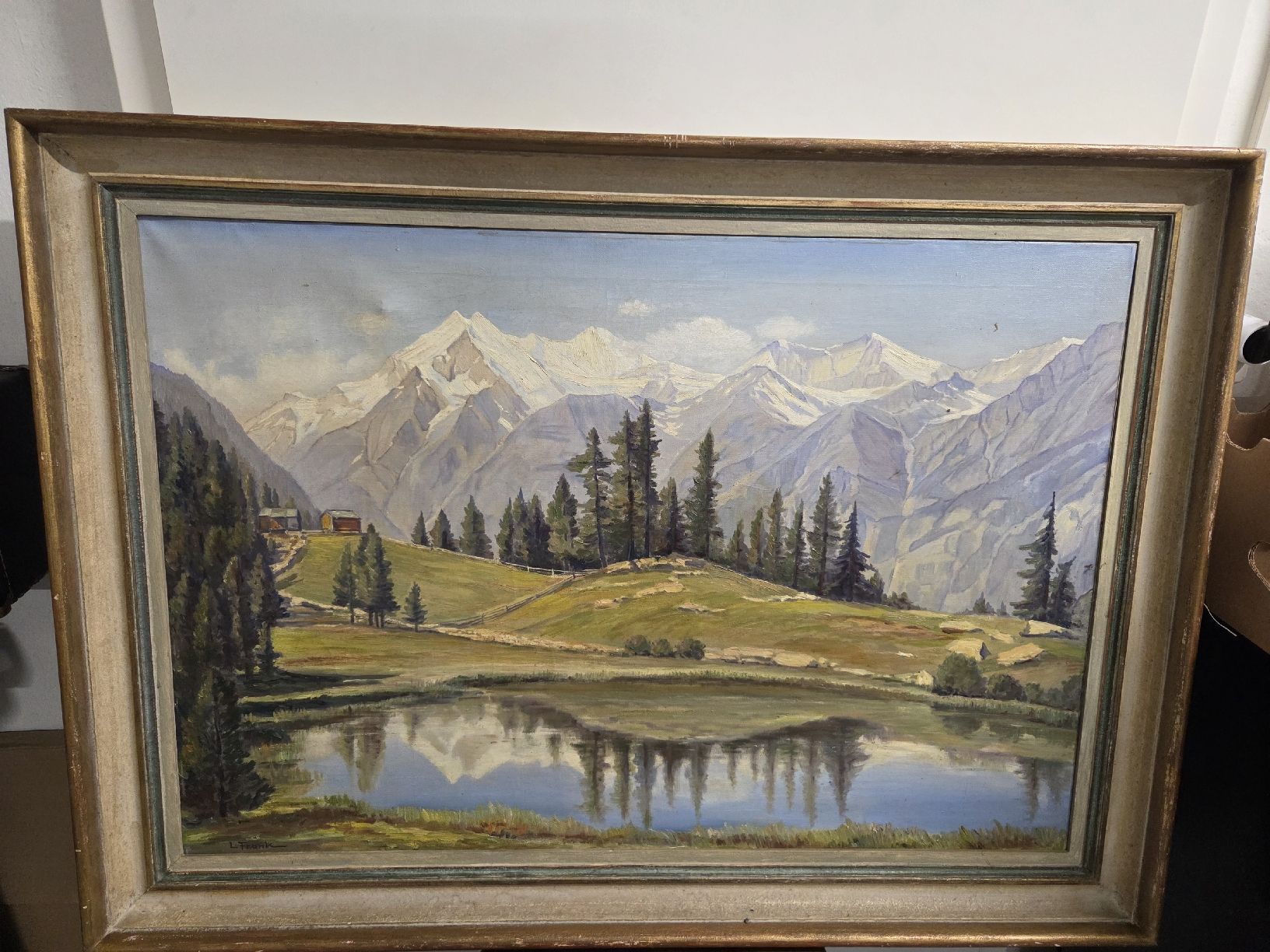 Dipinti: Gemälde L.Frank, Berglandschaft mit See – Usato da Dietikon venduto da Allegra34