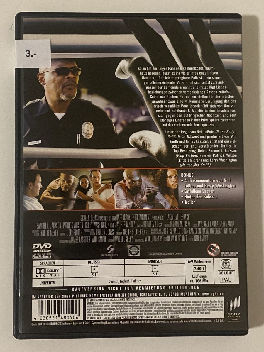 Tutti i DVDs: Lakeview Terrace DVD Thriller mit Samuel L. Jackson – Usato da Oensingen venduto da mig_99db 1