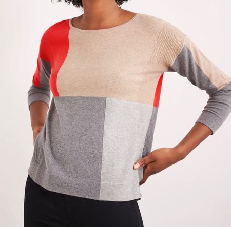 White Stuff cotton and merino wool colourblock jumper S / UK