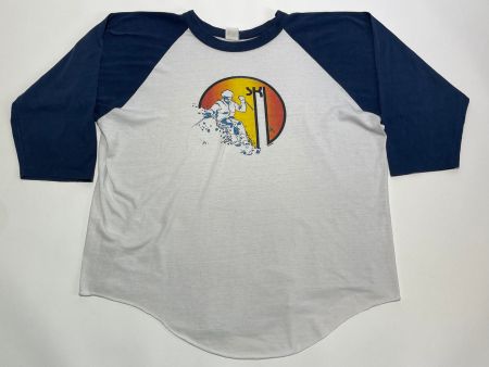 Vintage 80s T-Shirt 3/4 arm ski fahren size L