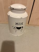 Milchkanne mit Kuhmotiv weiss Metall 20cm Höhe neu