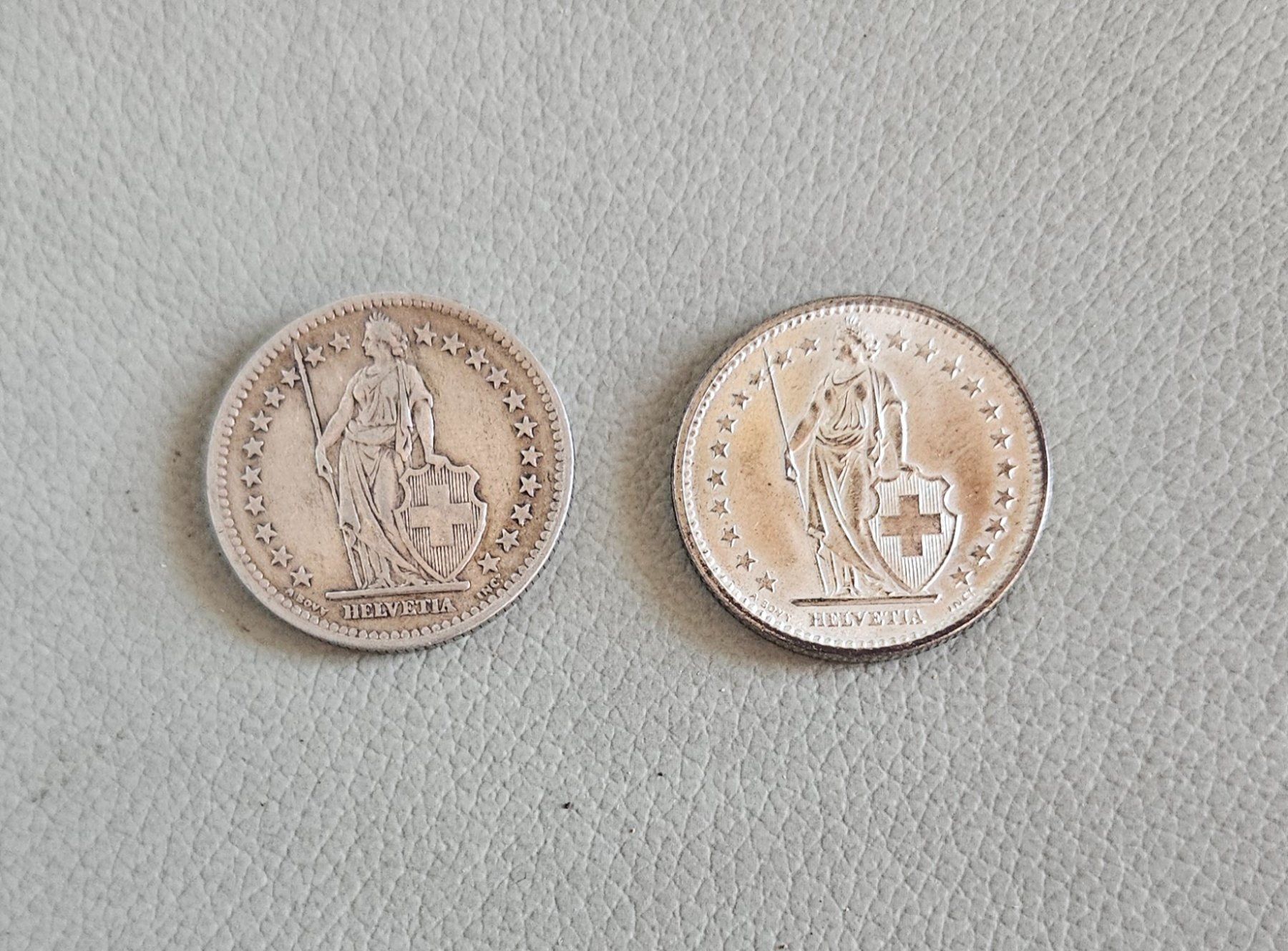 Tutti le monete: Zwei 2 Franken  CH 1944 & 1967 Silber – Usato da Tenniken venduto da tententen30 1