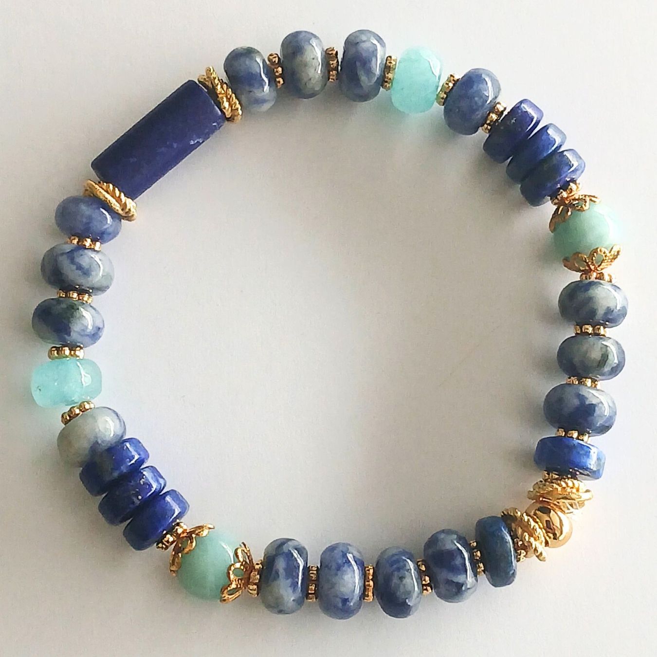Bracciali & Braccialetti: Armband elastisch bracelet élastique Lapislazuli Unikat – Nuovo e nell'imballaggio originale da Lütisburg venduto da Emarra 2