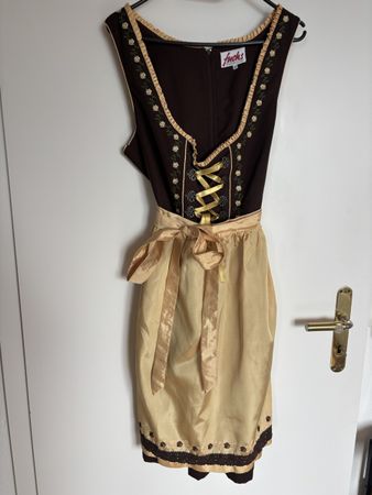 Dirndl braun gold mit Schürze Grösse 42