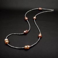 Lila Perle lange Halskette Echt Collier Perle rose pourpre