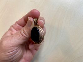 Napoleon III Biedermeier Onyx Medaillon Anhänger 1860