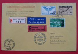 1939, attraktiver LANDI-Europa-Rundflug, mit Vignette!