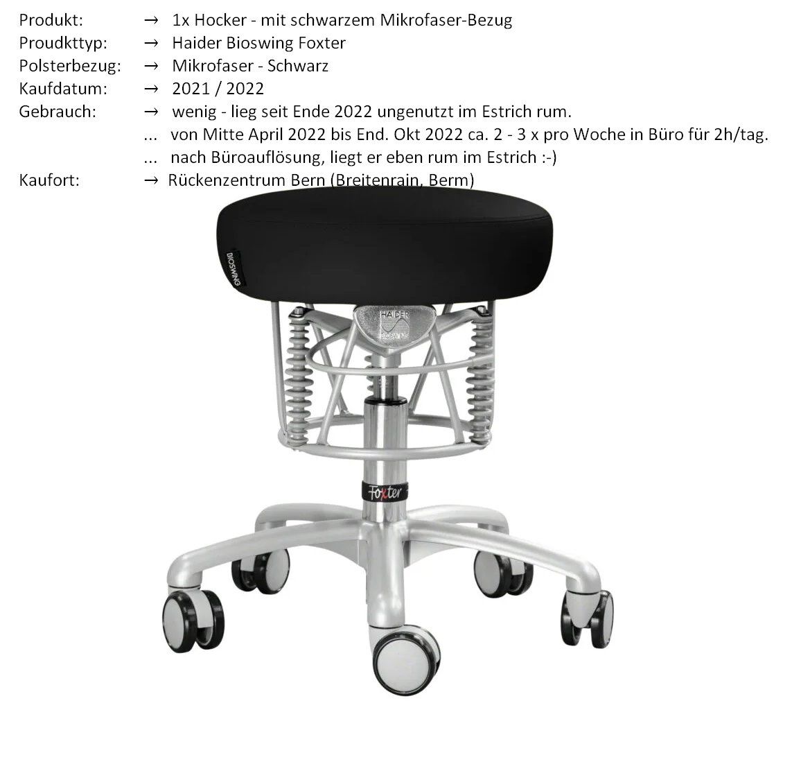 Sgabelli: Hocker | Haider Bio Swing - Mikrofaserbezug - Farbe Schwarz – Usato da Köniz venduto da meerundwind 1