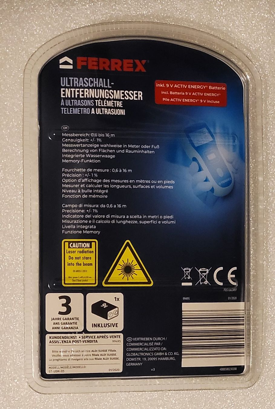 Ferrex Misurare: Ultraschall-Entfernungsmesser – Nuovo e nell'imballaggio originale da Zürich venduto da Avd 1