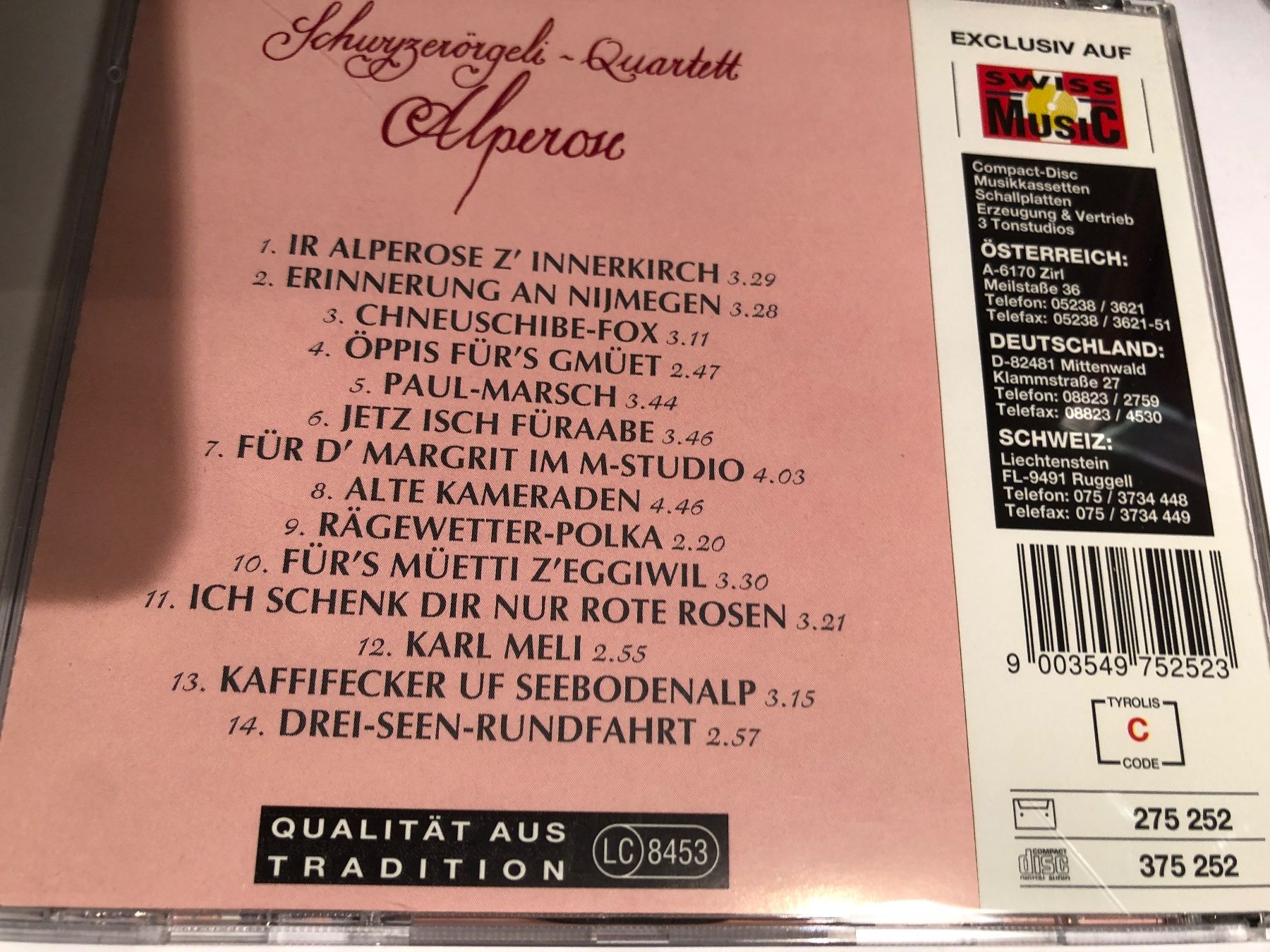 CD: Schwyzerörgeli Quartett Alperose – Usato da Arth venduto da Vrecam51 1