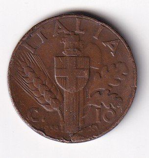 Tutti le monete: Italien 10 cent. 1938 – Usato da Neuchâtel venduto da karlpierrino